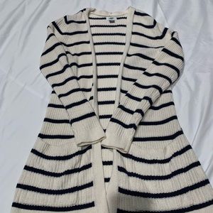 Old navy blue striped thigh length sweater